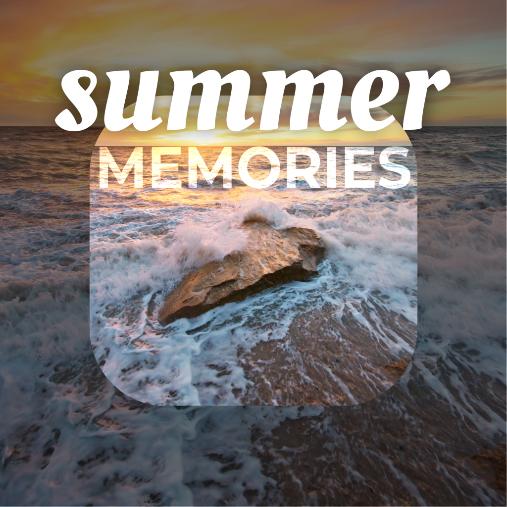 Social media sample post of the ocean with the words, 'Summer Memories'.